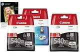 2x Genuine Canon PG540XL Black & 1x CL541XL Colour Printer Ink Cartridge for Canon Pixma MG2150 MG3150 MG4150 MX375 MX435 MX515 & 10x FREE HP Advanced Glossy Photo Paper