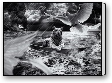 Funnyone Custom Modern Wall Art Decoration for Home Tiger In Boat Canvas Prints