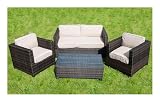 Blok - QUBAN - Brown Rattan 4-Piece Sofa Set - Garden Furniture