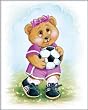 Sports Bear Soccer Girl Star - Childrens Wall Art, Kids Wall Art, Nursery Wall Art