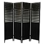 Classic American Design Style Room Divider - 63" Beadboard Folding Floor Screen - Black 4 Panel