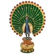 Wooden Carved Birds: Hand-painted Wooden Peacock, Home Decor From India