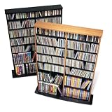 CD / DVD / VHS 640 Multimedia Floor Storage Rack in Oak/Black Finish