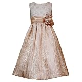 Rare Editions TWEEN GIRLS 7-16 METALLIC-GOLD FOIL DOT FLORAL EMBROIDERED CRINKLE SKIRT Special Occasion Flower Girl Holiday Party Dress