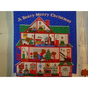 BEARY MERRY CHRISTMAS Advent Calendar Fabric Panel MOVE THE LITTLE BEAR EACH DAY UNTIL CHRISTMAS Vintage 27" x 37" Craft fabric panel. REQUIRES SEWING TO COMPLETE
