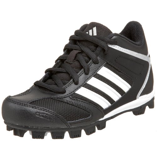 adidas Little Kid/Big Kid Triple Star 7 Mid Cleat,Black/White/Silver,2 M US Little Kid