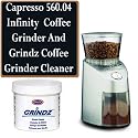 Capresso 560.04 Infinity Commercial Grade Conical Burr Coffee Grinder Bundle With Grindz Cleaner