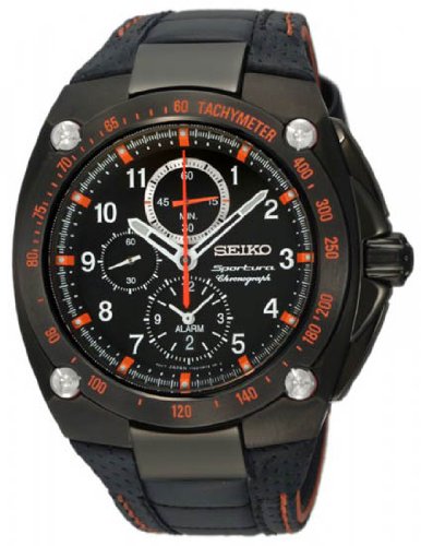 Seiko Men's SNAE37 Diver's Stainless Steel Black Chronograph Dial Watch