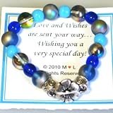 Beaded Birthday Stretch Bracelet - Blue Flower Child