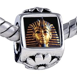 Pandora Style Bead Egyptian Mummy-Tutankhamen Photo Flower European Charm Bead Fits Pandora Bracelet