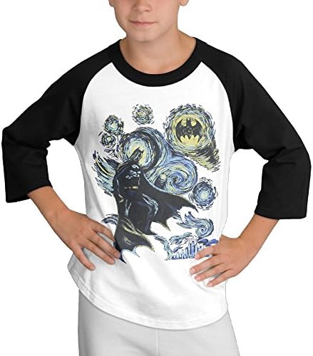 DC Comics Batman Starry Night Youth Tops Sleeve Baseball Jerseys Baseball Shirts Raglan Sleeves