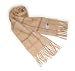 100% CASHMERE 2PLY Men Women Winter Scarf Brown Beige Tan Check Houndstooth Gift