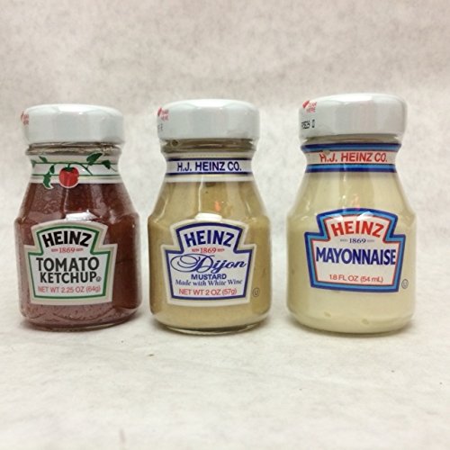 Heinz Ketchup Mustard Mayonnaise Glass Miniatures Pack of 12 Bottles