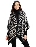 IMAGE OF Left On Houston Women's Dynamite Navajo Pattern Poncho, Charcoal, X-Small