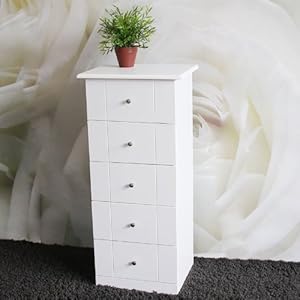 Kommode Wandschrank Schrank mit 5 Schubladen weiß lackiert , 94x42x34 cm