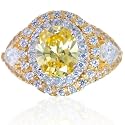 Michael with Diamond Cut Canary & White Signity&reg; Stone Cubic Zirconia in 14K Yellow Gold Ring