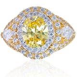 Search : Michael with Diamond Cut Canary & White Signity® Stone Cubic Zirconia in 14K Yellow Gold Ring