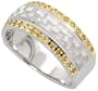 14k White Gold Hammered Finish Band, w/ 0.38 Carat Brilliant Cut Fancy Yellow Diamonds, 5/16 in. (8mm) wide