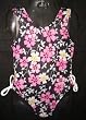 Girls 1-Piece Swimsuit Tie Sides - Black/Pink Floral