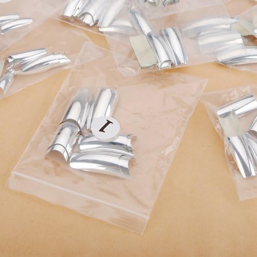 100pcs Silver Salon French Acrylic False 3d Nail Art Tips