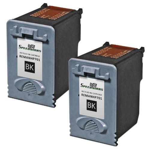 Speedy Inks - Remanufactured Replacement Ink Cartridge for Hewlett Packard CC635A (HP 701) Black pack of 2 for use in HP FAX 640, FAX 650, FAX 2140