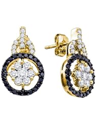 1.09ctw Black Diamond Fashion Earrings 14K Yellow Gold