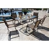 Chub Cay Patio 7 Piece Arm Chair and Slatted Table Set