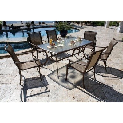 Chub Cay Patio 7 Piece Arm Chair and Slatted Table Set product image