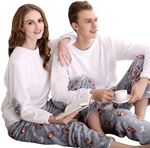 Greatpjs Fleece Matching Pajamas for Couples Womens &amp; Mens Soft Sleepwear Sets Medium Women White
