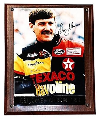 AUTOGRAPHED Davey Allison #28 Texaco Havoline Racing (1961-1993) 8X10 Glossy NASCAR Photo on Wooden 11X13 Plaque with COA