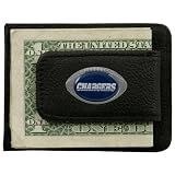 San Diego Chargers Black Leather Card Holder & Money Clip