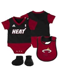Sports: NBA Miami Heat Newborn "Lil Jersey" Creeper, Bib, & Bootie Set, Black, 6-9 Months - Outerstuff/Adidas Licensed Youth Apparel
