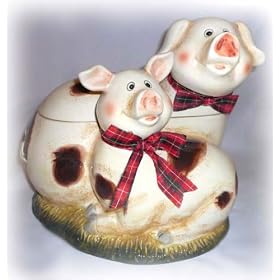 Happy Piggy Collection Hand-Painted Cookie Jar by ecWorld
