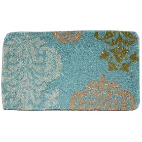 Blue and Natural Decorative Heavy Duty Coir Doormat, Design 2 by Creative Co-op