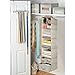 InterDesign 7-Shelf and 3-Drawer Organizer - Chevron Hanging Closet Storage System, Taupe/Natural
