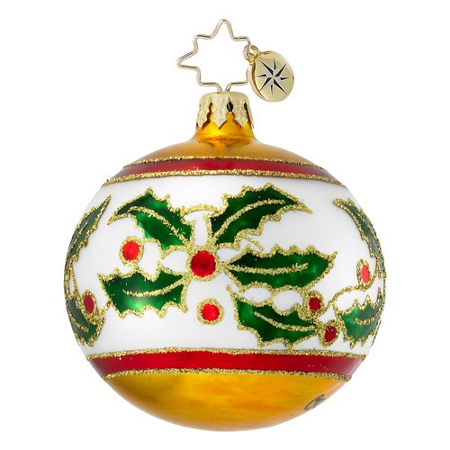 Christopher Radko Holly Leaf Ribbon Mini Ornament