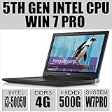 2015 Newest Version Dell Inspiron 15.6-Inch HD Laptop - Newest 5th Generation Intel i3-5005U Processor 3M Cache up to 2.00 GHz - 4GB - 500GB HDD - Tray load DVD Drive - Bluetooth - Windows 7 Professional 64bit (includes Windows 8.1 Pro 64bit License and Media) - Black