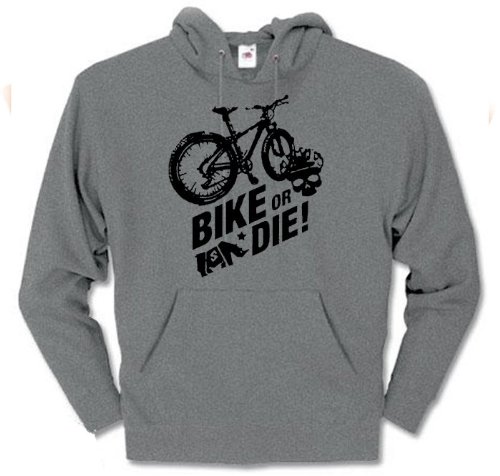 BIKE OR DIE Kapuzen-Sweat-Shirt Grau M