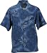 Eagle Dry Goods Men's Indigo Palm Printed Silk Camp Shirt. IN