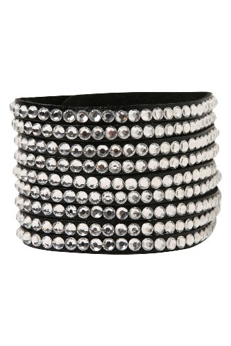 Black Strappy Rhinestone Wristband
