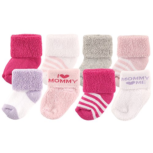 Luvable Friends Baby 8 Pack Newborn Socks, Pink/Mommy, 0-6 Months