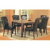 7 Pc Dark Artificial Marble Top Dinette Dinning Set , Dining table 6 Chairs