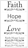 Snap SNAP1081 Faith, Hope, Love Instant Wall Art, Black, 2 Sheets