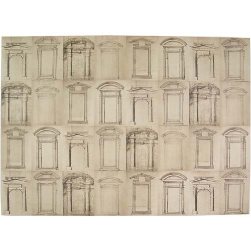 Architecture Doors and Entryways antique drawings Poster Decoupage Gift Wrap 20 x 28 ", Three