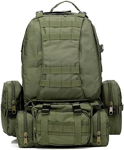 Ezflora Large Capacity 60L Heavy-duty Tactical Backpack For Camping Hiking Trekking Sports Climbing Travel Combined With 3 MOLLE Bags,ArmyGreen