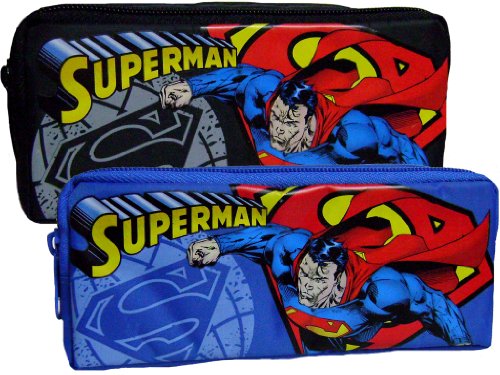  New Superman Double Comparment Pencil Cases Set of 2