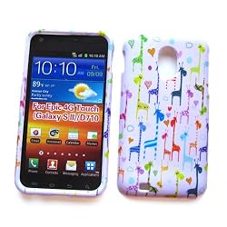 Samsung Epic Touch 4G D710 (Sprint Galaxy S II) Rubberized Snap-On Protector Hard Case Image Cover "Colorful Giraffe" Design