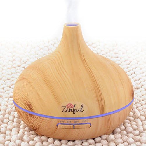 Essential Oil Diffuser, Wood Composite Design, Portable With Humidifying Mist, Aromatic 300 ml Model, Color Changing Options With Safe Auto Shut Off | Bonus E-book for the DIY, Zenful Products