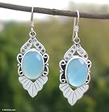 Chalcedony earrings, 'Sky Mood' 0.6 W 1.8 L