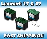 TonerPals Remanufactured Ink Cartridge Replacement for Lexmark 17 and Lexmark 27 (2 Black and 1 Color)